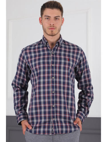 G718 DERBERRY MEN'S SHIRT-NAVY-BURGUNDY