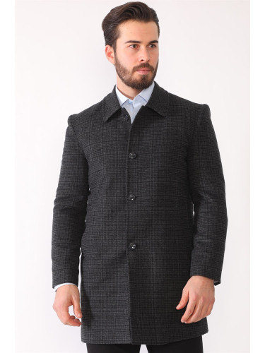 PLT8364 DEWBERRY MEN'S COAT-PLAID ANTHRACITE