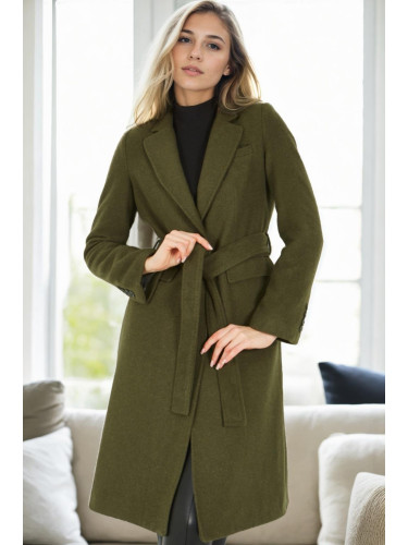 Z6628 DEWBERRY WOMEN'S COAT-KHAKI-1