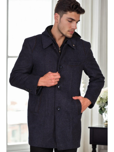 PLT8335 DEWBERRY MEN'S COAT-DIAGONAL BLACK-BLUE-2