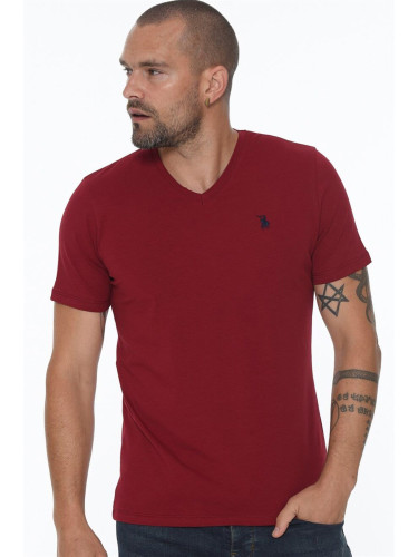 T8568 DEWBERRY V-NECK MEN'S T-SHIRT-BURGUNDY