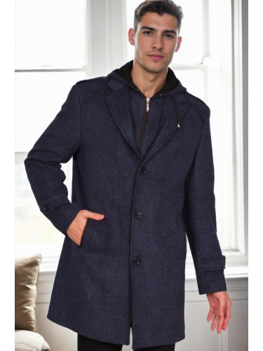 PLT8401 DEWBERRY MEN'S COAT-PATTERNED NAVY BLUE 2