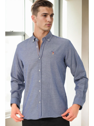 G674 DEWBERRY MEN'S SHIRT-DENIM BLUE-4