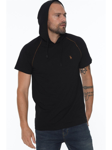 T8570 DEWBERRY HOODED MEN'S T-SHIRT-BLACK