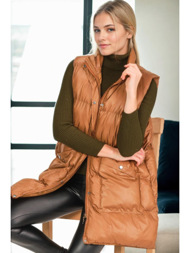 Z6729 DEWBERRY HK STYLE WOMEN'S VEST-CAMEL-1