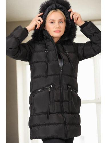 Z6763 DEWBERRY WOMEN'S COAT-BLACK-1