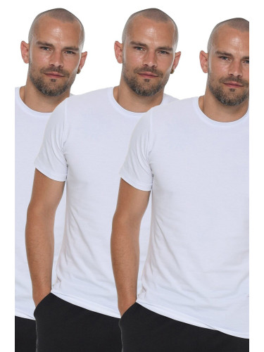 TRIPLE SET T8569 DEWBERRY BIKE COLLAR MEN'S T-SHIRT-WHITE-WHITE-WHITE