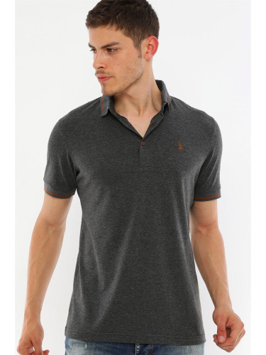 T8586 DEWBERRY MEN'S POLO NECK T-SHIRT-BLACK