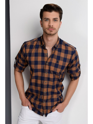 G665 DEWBERRY MEN'S SHIRT-NAVY-BROWN