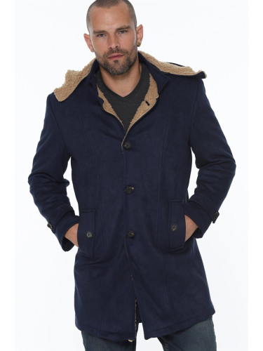 PLT8399 DEWBERRY SUEDE LOOK MEN'S COAT-NAVY BLUE