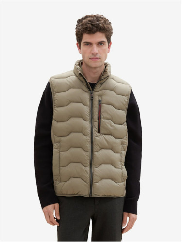 Khaki men's quilted vest Tom Tailor - Men's