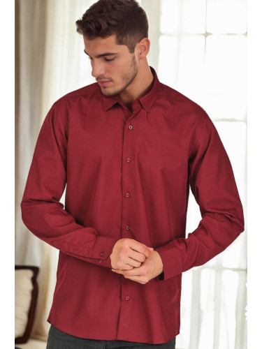 G726 DEWBERRY MEN'S SHIRT-BURGUNDY-1