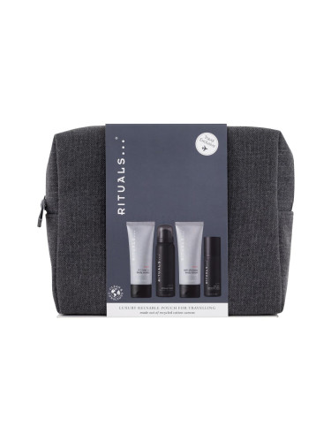 Rituals Homme Luxury Reusable Pouch For Travelling Подаръчен комплект шампоан и душ гел 2в1 Homme Sport 70 ml + душ пяна Homme 50 ml + лосион за тяло Homme Sport 70 ml + антиперспирант Homme 50 ml + козметична чанта увредена опаковка