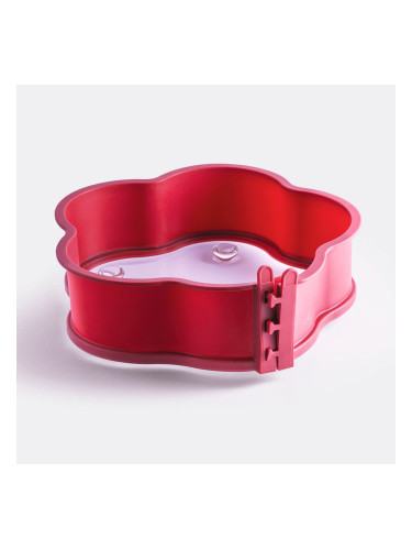 Силиконова форма цвете COOX със стъклена основа в червен цвят - Ø26 х h9 см