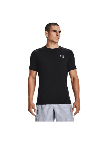 Тениска Under Armour Hg Armour Fitted SS Tee Black/ White XXXL