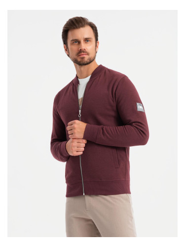 Ombre Unzipped cotton men's sweatshirt bomber - maroon