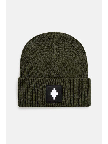 Вълнена шапка Marcelo Burlon Cross Patch Beanie в зелено от вълна CMLC001F24KNI0015801