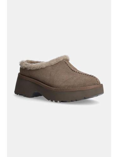 Велурени чехли UGG New Heights Cozy Clog в кафяво 1162510-HCK