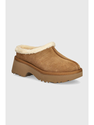 Велурени чехли UGG New Heights Cozy Clog в кафяво 1162510-CHE