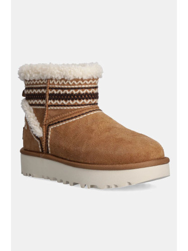 Велурени апрески UGG Classic Mini Atherson в кафяво 1158281-CHE