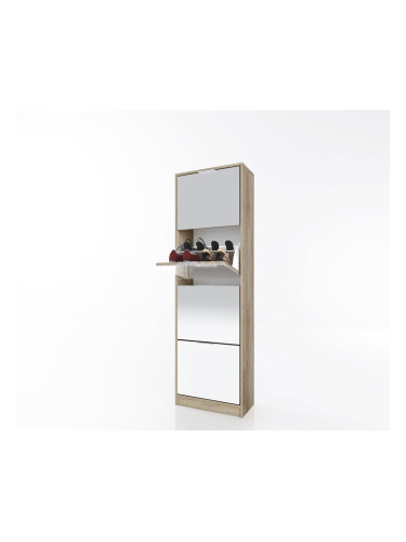 Шкаф за обувки Мебели Богдан 314 / 4057, с огледало, сонома