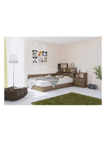 Легло с ракла и шкафчета Мебели Богдан модел 55/7032, за матрак 120/190, орех адмирал