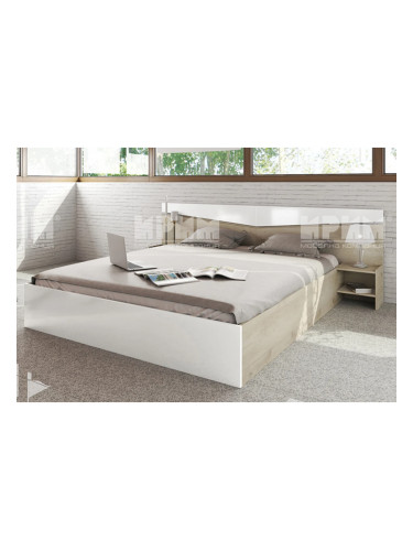 Спалня с нощни шкафчета Mod 2007, Сонома арвен/Бял гланц