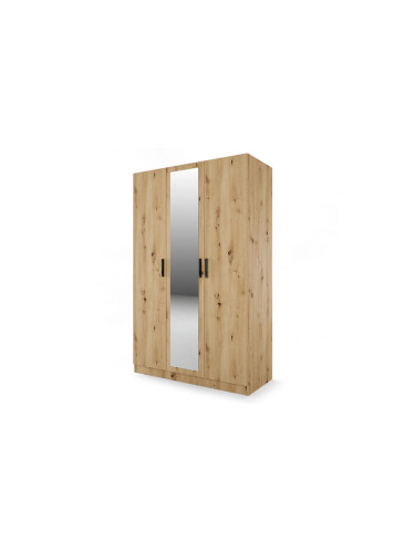 ﻿﻿Трикрилен гардероб Mod 1003 с огледало, Дъб артисан