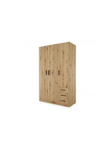 ﻿﻿﻿﻿﻿﻿﻿﻿﻿﻿﻿﻿Трикрилен гардероб Mod 1028 с чекмеджета, Дъб артисан