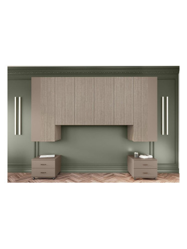 Гардероб с нощни шкафчета Mod 1042, Лате и мока