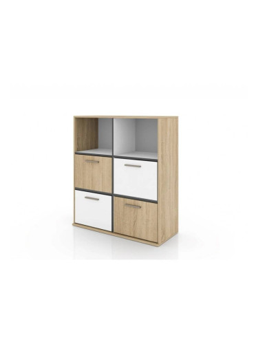 Детски шкаф Mod 3089,  Сонома тъмна и Бяло гладко 