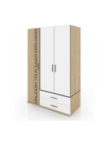 Гардероб Mod 1043, Сонома тъмна и Бяло гладко