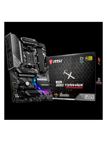 MSI MAG B550 TOMAHAWK,ATX,Socket AM4,AMD B550 Chipset,4 DIMMs, Dual Channel DDR4 up to 5100+(OC)MHz,1x PCIe 4.0/ 3.0 x16 slot,2x M.2 slots,2xUSB 3.2 Gen 2 (1x Type-C),2xUSB 3.2 Gen 1,2xUSB 2.0,1x HDMI,1x DP,2.5G+1G LAN,7.1 Audio,3y warranty