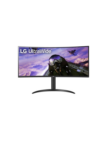 Монитор LG 34WP65CP-B, 34" UltraWide AG, Curved VA, 5ms, 1ms MBR, CR 3000:1, 300 cd/m2, 21:9, QHD 3440x1440, HDR10, AMD FreeSync, sRGB 99%, 160Hz, HDMI, DisplayPort, Speaker Maxx Audio 7Wx2, Tilt, Height Adjustable, Headphone Out, Black