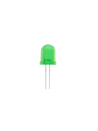 LED диод зелен, 250-300mcd, 20mA, ф10x14mm, 60°, изпъкнал, THT