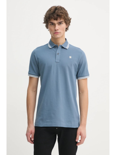 Тениска с яка G-Star в синьо с изчистен дизайн