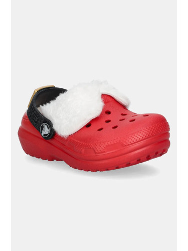 Детски чехли Crocs CLASSIC LINED SANTA CLOG в червено 210932