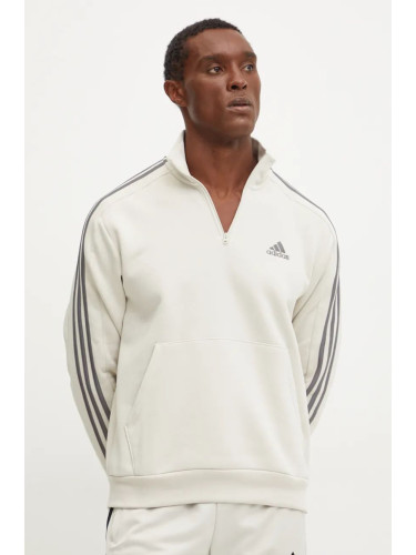 Суичър adidas Essentials в бежово с десен IX0173