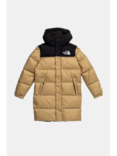 Детско пухено яке The North Face TEEN NUPTSE LONG PARKA в бежово NF0A88UFLK51