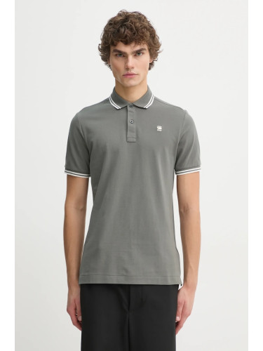 Тениска с яка G-Star в сиво с изчистен дизайн