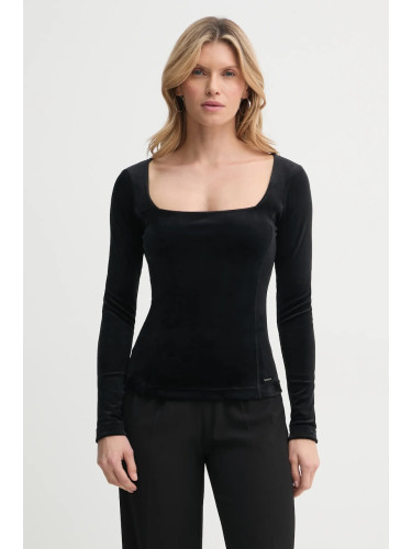 Кадифена блуза G-Star в черно с изчистен дизайн D25063-D422