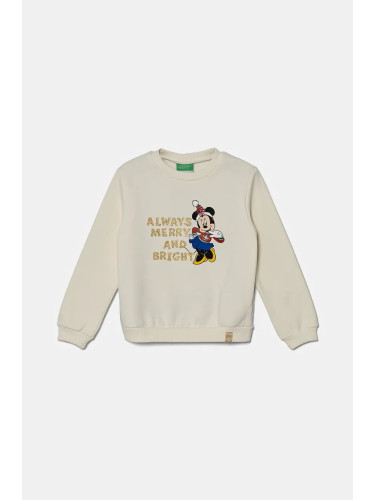 Детски суичър United Colors of Benetton x Disney в бежово с принт 3J73G10GO