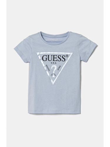 Детска памучна тениска Guess в синьо K73I56 K8HM0