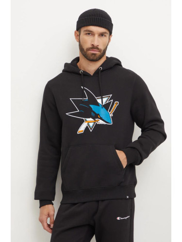 Суичър 47 brand NHL San Jose Sharks в черно с качулка с принт HH022PEMIBR546611JK