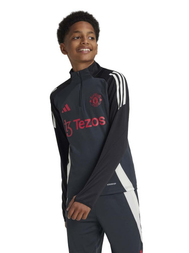 Детски суичър adidas Performance MUFC EU TR TOPY в сиво с принт IS8085