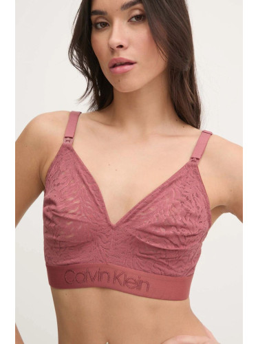 Сутиен за кърмене Calvin Klein Underwear в червено от дантела с изчистен дизайн 000QF7343E