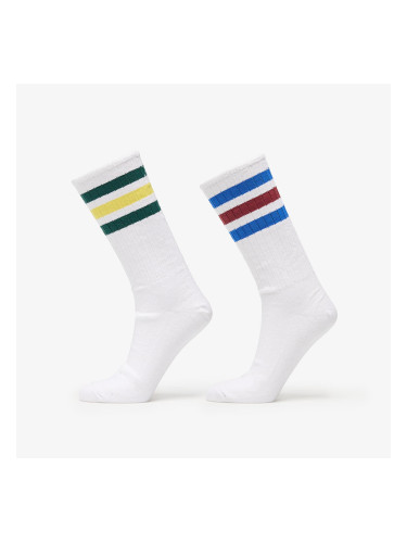 adidas 3 Stripes Ribbed Crew Socks 2-Pack White/ Multicolor L