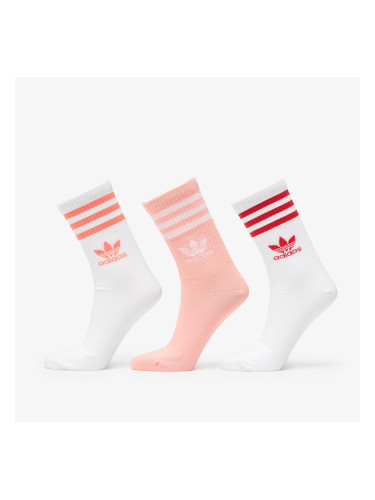 adidas 3 Stripes Crew Sock 3-Pack White/ Glow Pink/ White L