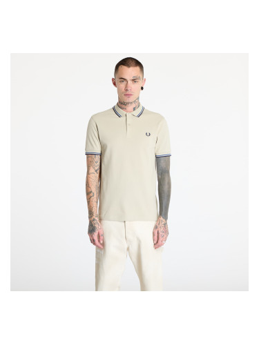 Тениска FRED PERRY The Twin Tipped Polo Shirt Light Oyster/ Mid Blue/ French Navy M