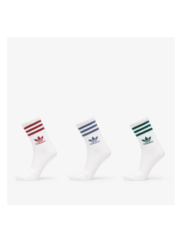 adidas 3 Stripes Crew Sock 3-Pack White/ Preloved Ruby/ Preloved Ink/ Collegiate Green L